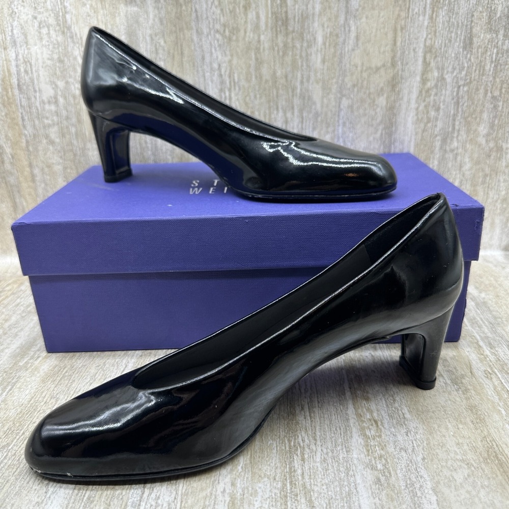 Stuart Weitzman Black Patent‎ Leather Pumps With 2.75" Heel Black Patent Leather